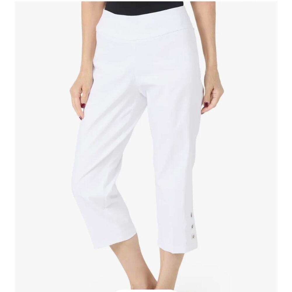 NWT ZAC & RACHEL Ultimate Fit Grommet Capri Pants L Coastal Beachy Spring